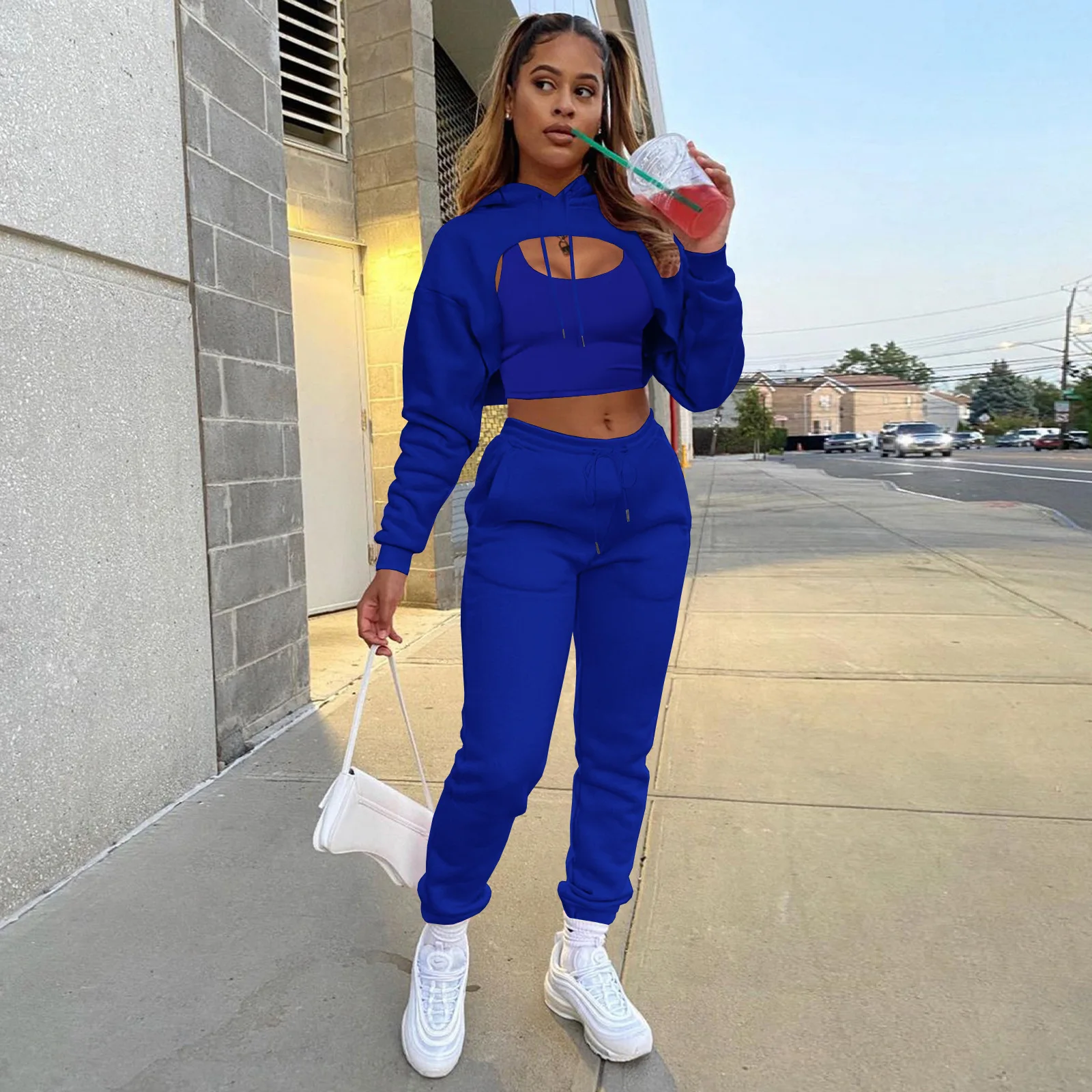 2021 new arrivals Fall Winter Fashion sweet sleeveless top with short pants Three 3 piece set women pants sets