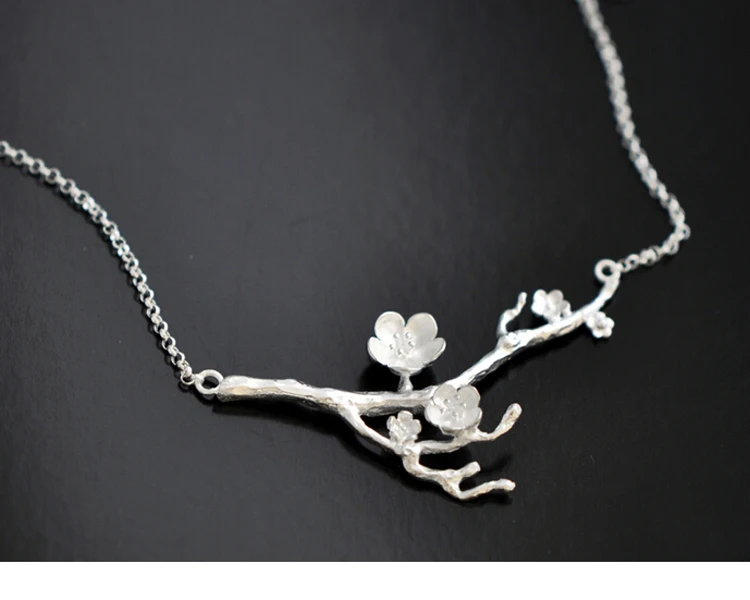 925 Sterling Silver  branches flower Necklaces & Pendants For Women High Quality Sterling-silver-jewelry