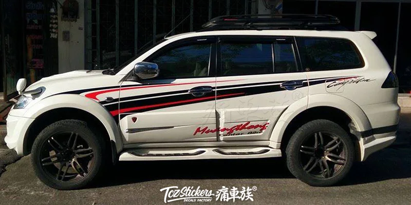 Car sticker FOR Mitsubishi new pajero sport car door decoration creative sticker decals on both sides