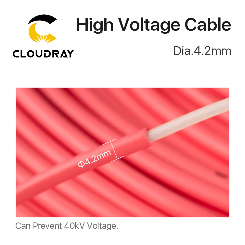 Cable de alto voltaje Cloudray de 3 metros para fuente de alimentación láser CO2 y máquina cortadora y grabadora láser de tubos láser