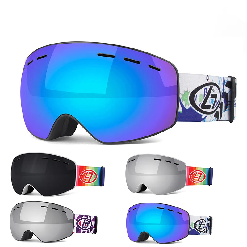 

Winter Kids Childrens Anti-fog Ski Goggles Double-layer UV400 Skiing Eyewear Mirror Lens Windproof Snowboard Glasses