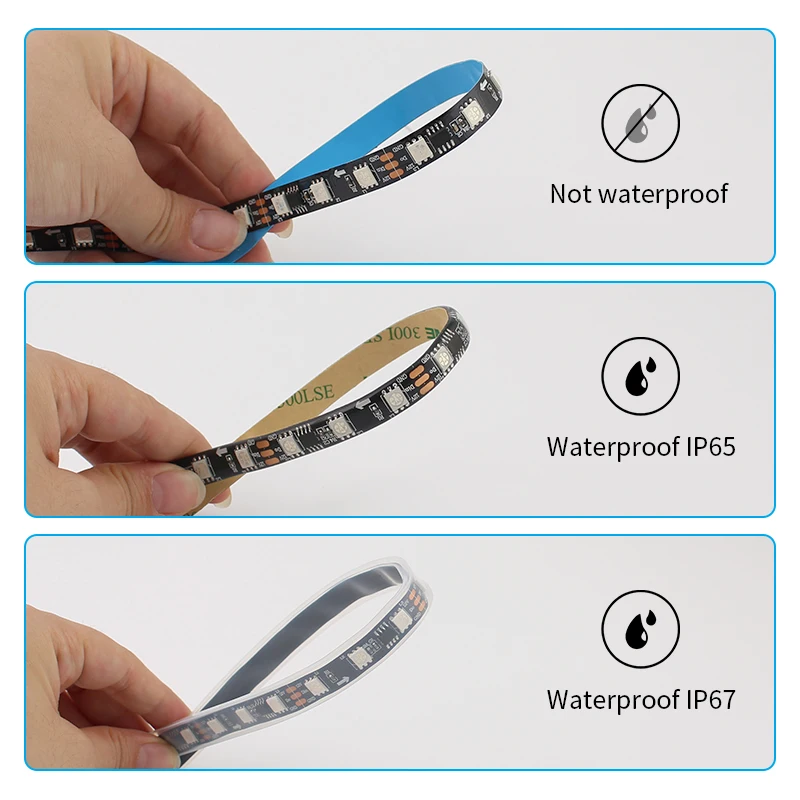 USB RGB WS2812 LED Strip 60LED/M 30LED/M SMD5050 Beralamat LED Pixel Tape 14 Tombol Remote Control DC5V Full Dream Color RGB