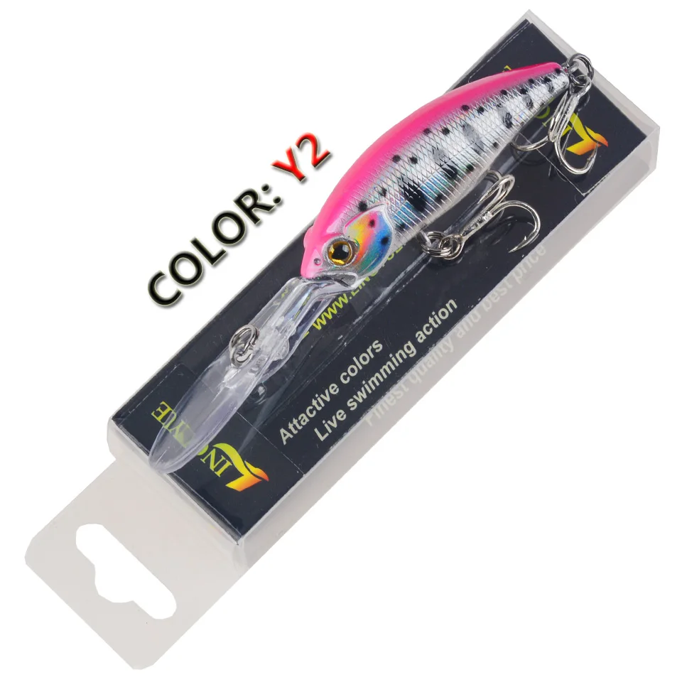 LINGYUE Hard Crankbaits Floating Fishing Lure Shad Minnow 4M Artificial Bait Plastic 3D Eyes Wobbler Pike Lure Fishing Tackle