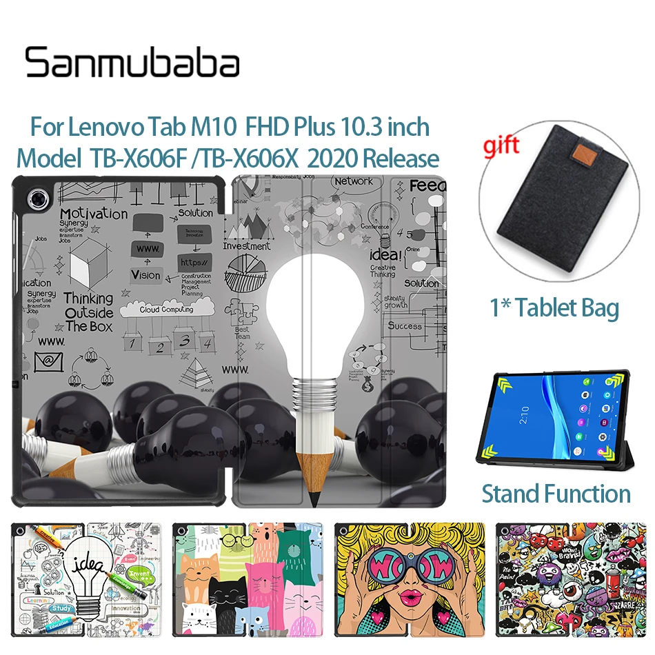 Sanmubaba PU Leather Tablet Case For Lenovo Tab M10 FHD Plus 10.3 inch TB-X606F TB-X606X 2020 Folio Flip Stand Shell Caqa Coque