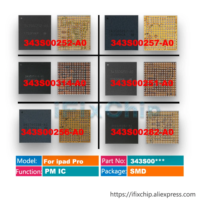 343S00252 343S00257 343S00314 343S00251 343S00256 343S00282 for IPAD Pro PMU PM IC Power PMIC Charging IC Chip