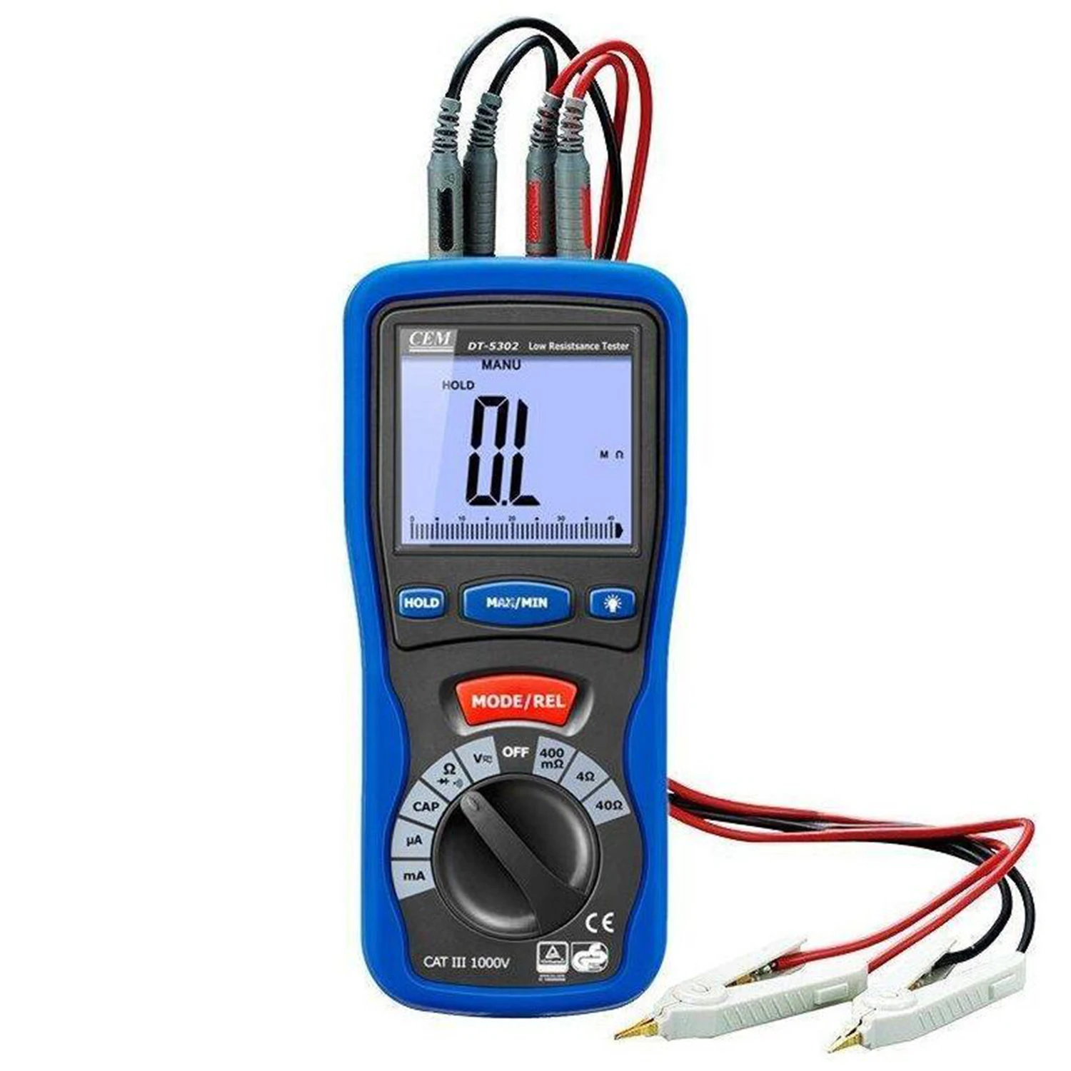 CEM DT-5302 Low Resistance Tester Professional Digital Grounding Resistance Tester Insulation Tester Four-Wire Milliohm Meter.