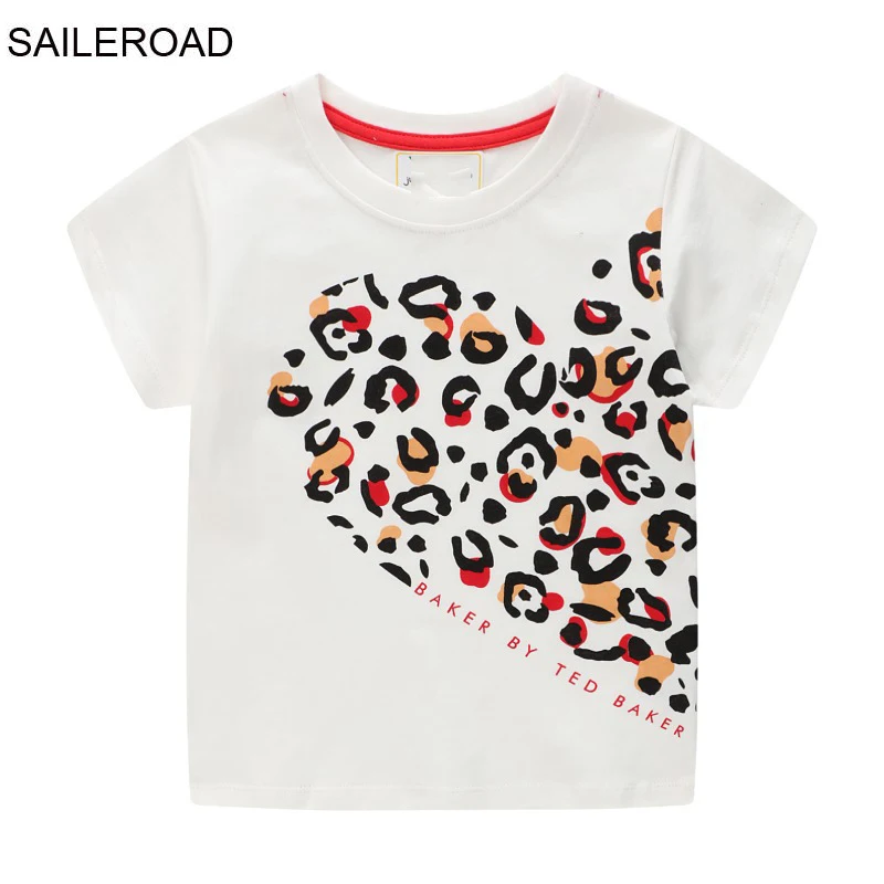 

SAILEROAD Summer Boys Clothes Short Sleeve Cotton T-shirt Cartoon Leopard Printed Baby Tops Girls Infant Toddler Blouses T-shirt