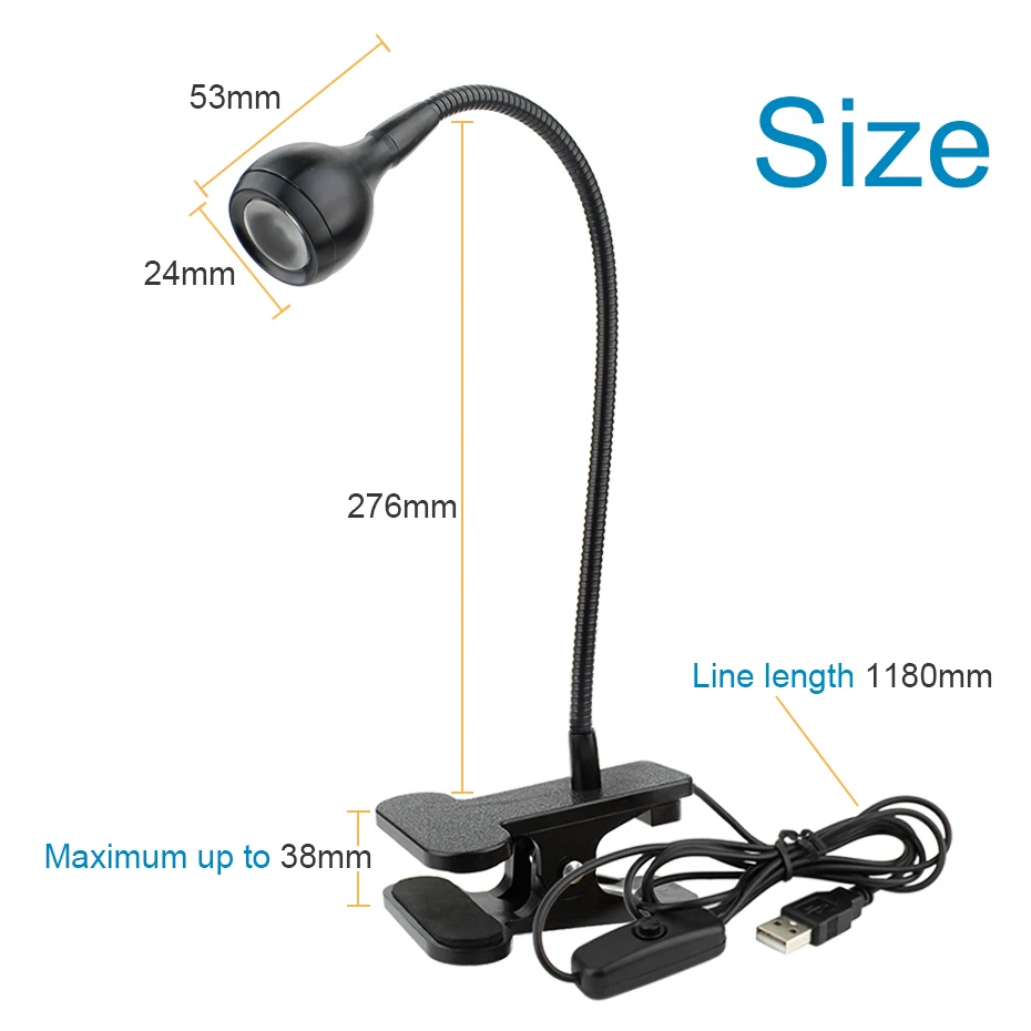 USB Power LED Desk Lamp Clip Holder Flexible Study Table Light Night Light Eye Protection For Bedroom Lighting Energy Saving