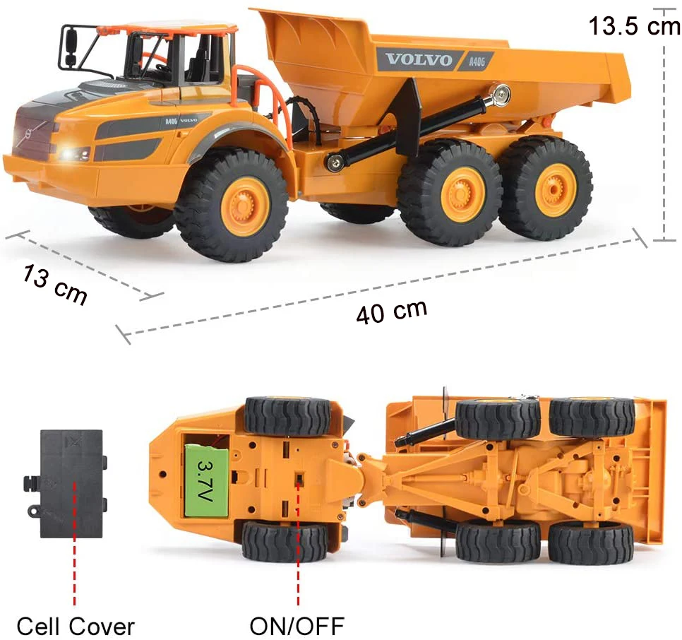 RC Truck Dump Truck RC Articulated Hauler with 120 Min Rechargeable Battery RC Toy Construction Truck for Adults Kids