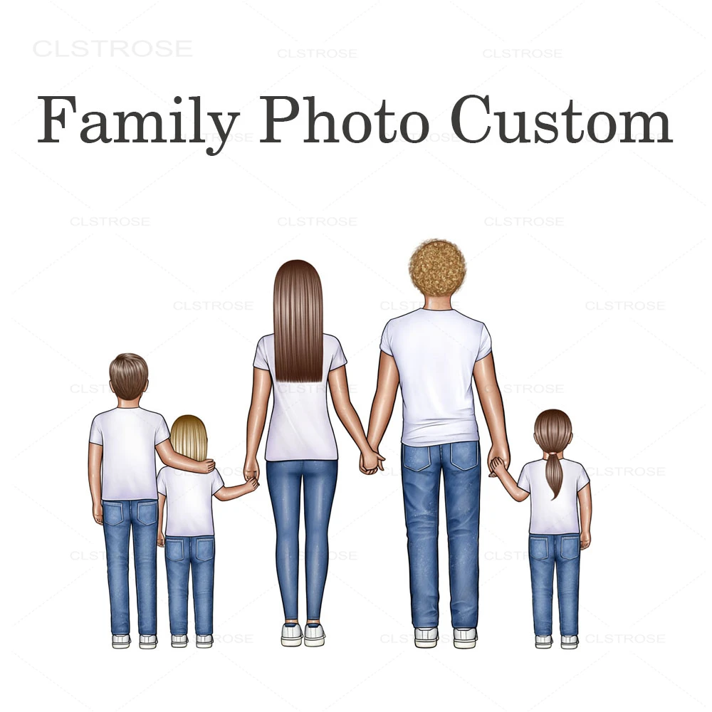 Family Photo Custom Poster Father Mother Son Daughter Canvas Painting Wall Pictures Home Decor(Please Read Detailed Description)