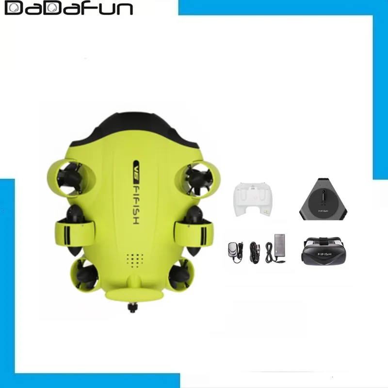 FIFISH V6 Underwater Drone OMNI-directional Compact ROV with 4K UHD Camera 100M Cable Spool 64G Internal Storage Bundle