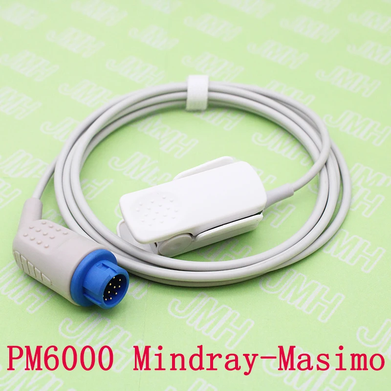 Compatible with PM 5000/6000 Oximeter monitor of 12PIN Mindray-Masimo Tech, Adult finger clip spo2 sensor.