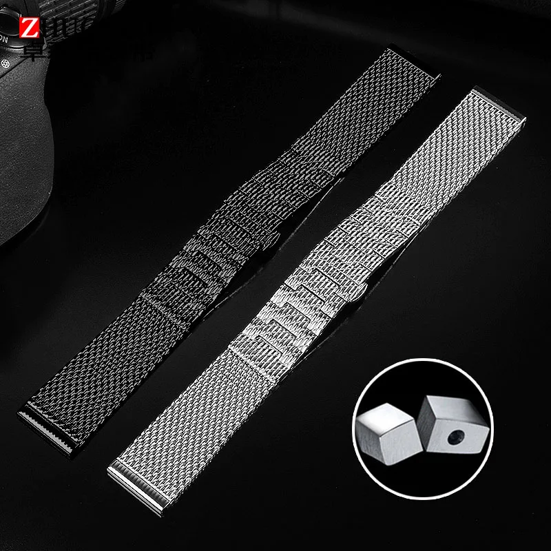 for Citizen CB5848 JY8037 jy8031 watchband High quality steel watch band Black,silver belt butterfly buckle net belt male 22 23