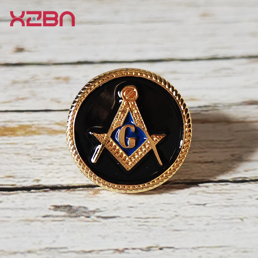 Masonic Lapel Pins Badge Mason Freemason 3D Zinc Alloy black color Round shape Mason Exquisite Broock for Gift Accessory