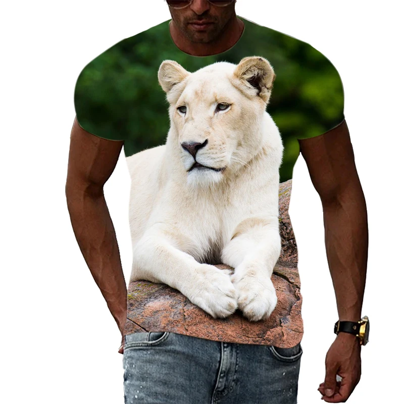 Summer New Creative Lion graphic t shirts Men Fashion Casual Trend Animal Pattern T-shirt harajuku 3D Printing streetwear Tops