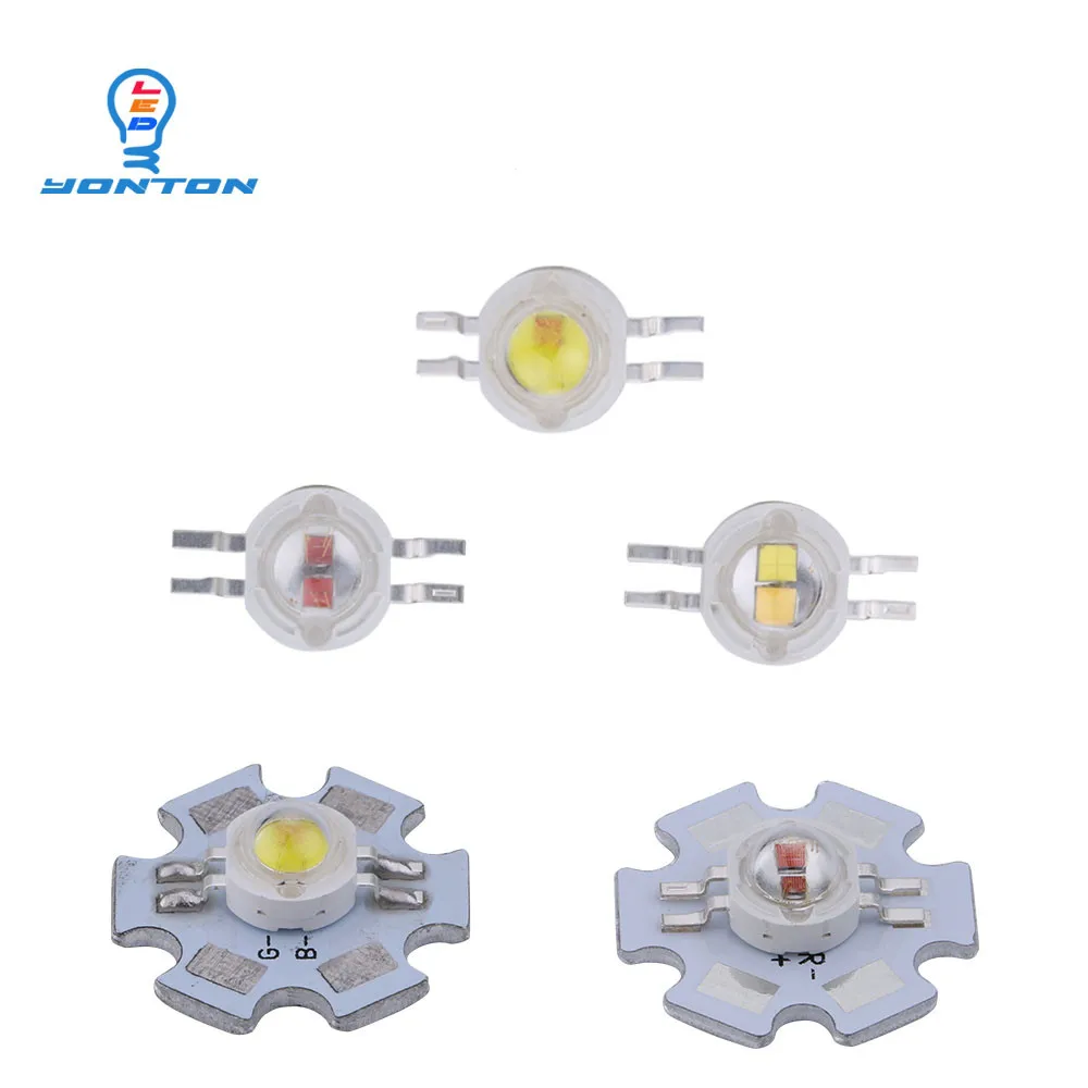 2*3W Bicolor High Power Yellow White/Yellow Red/UV White/Red White Led Beads for DIY Car Lighting