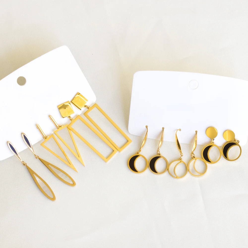 LUXUKISSKIDS Korean Style Round Square Geometric Dangling Earrings For Women\'s Long Drop Pendients Trendy Steel Jewelry Aretes