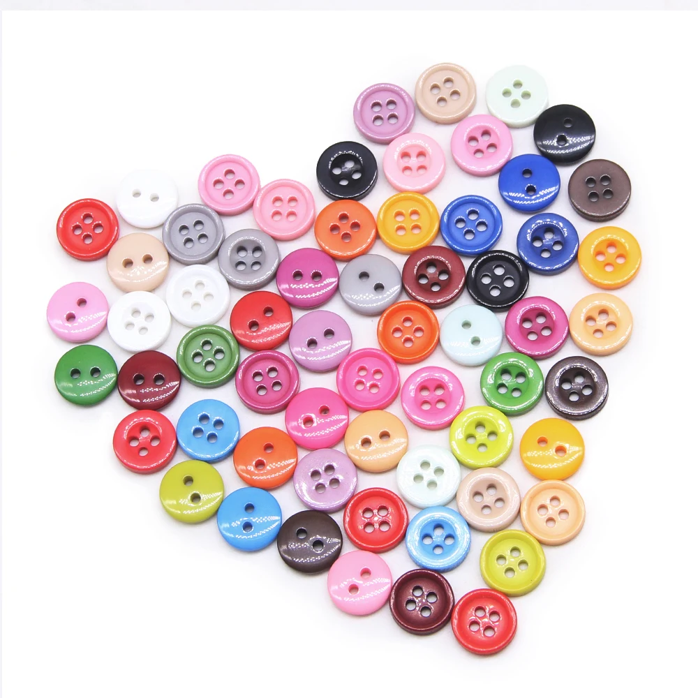 100pcs/lot Resin Sewing Button Round 9/10/11mm Sew On Button Accessories Handmade Children Button Crafts DIY