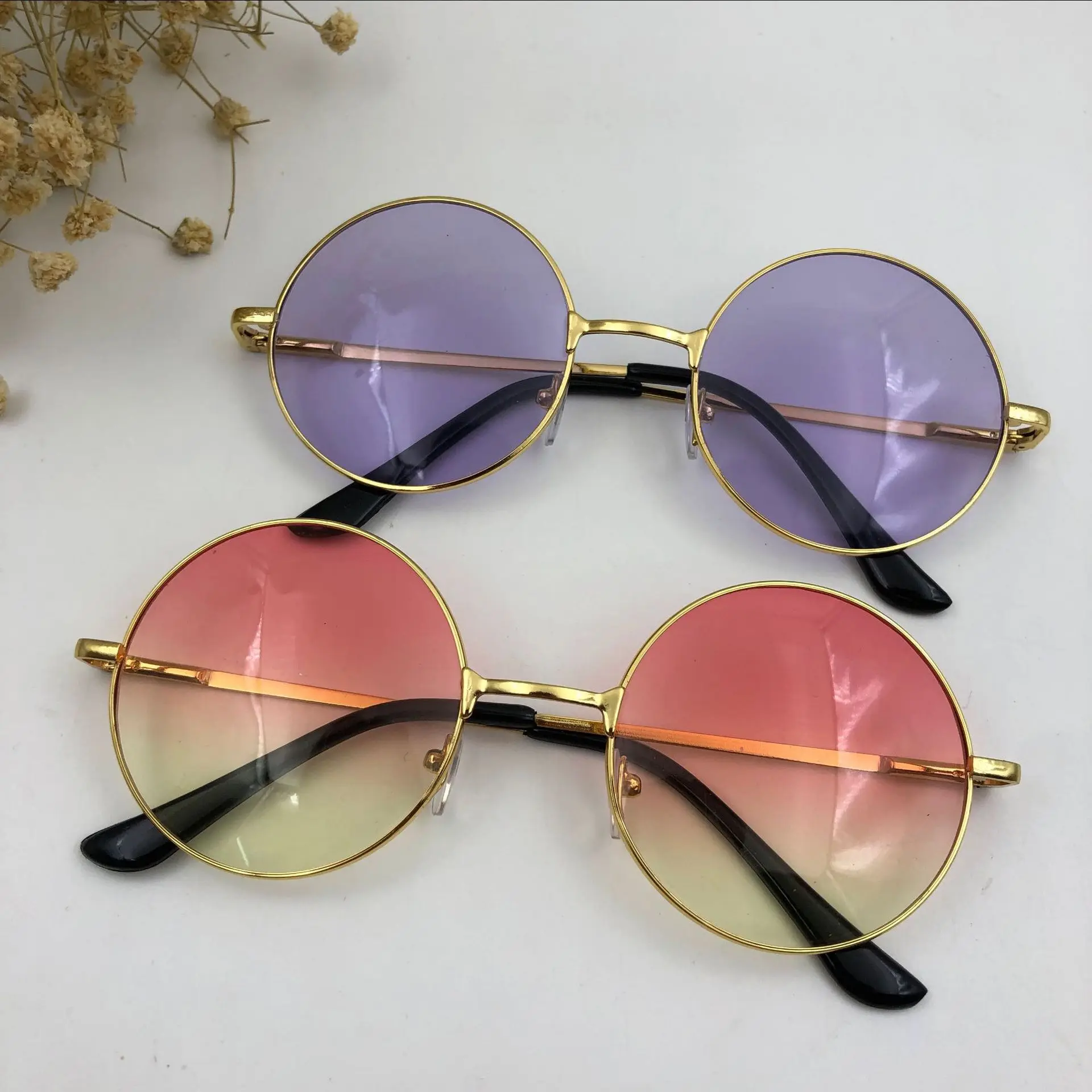 2024 New Metal Prince Mirror Classic Round Sunglasses Transparent Progressive Ocean Piece Fashion Big Frame Glasses