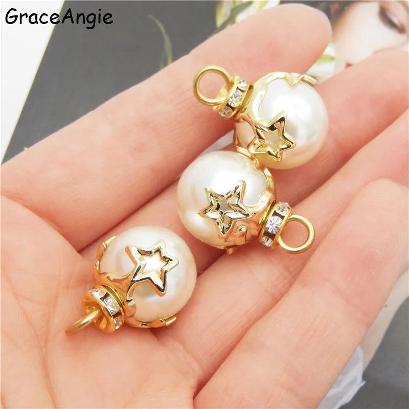 10pcs Round white Pearl charm spacer Loose Beads Jewelry Making craft  Pearls No Chain Necklaces & Pendants Women Fine Jewelry