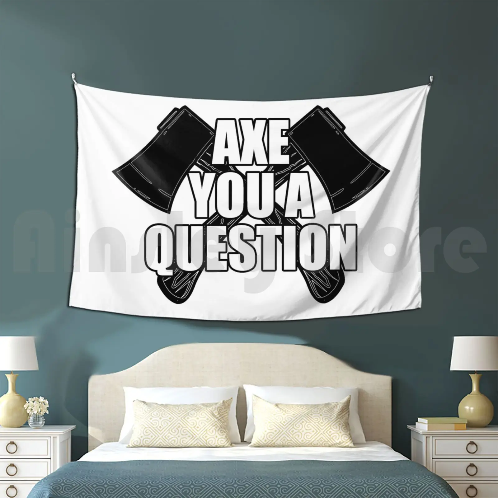 Axe You A Question Tapestry Background Wall Hanging Axe Question Axe You A Question Lumberjack Axe Throwing Pun