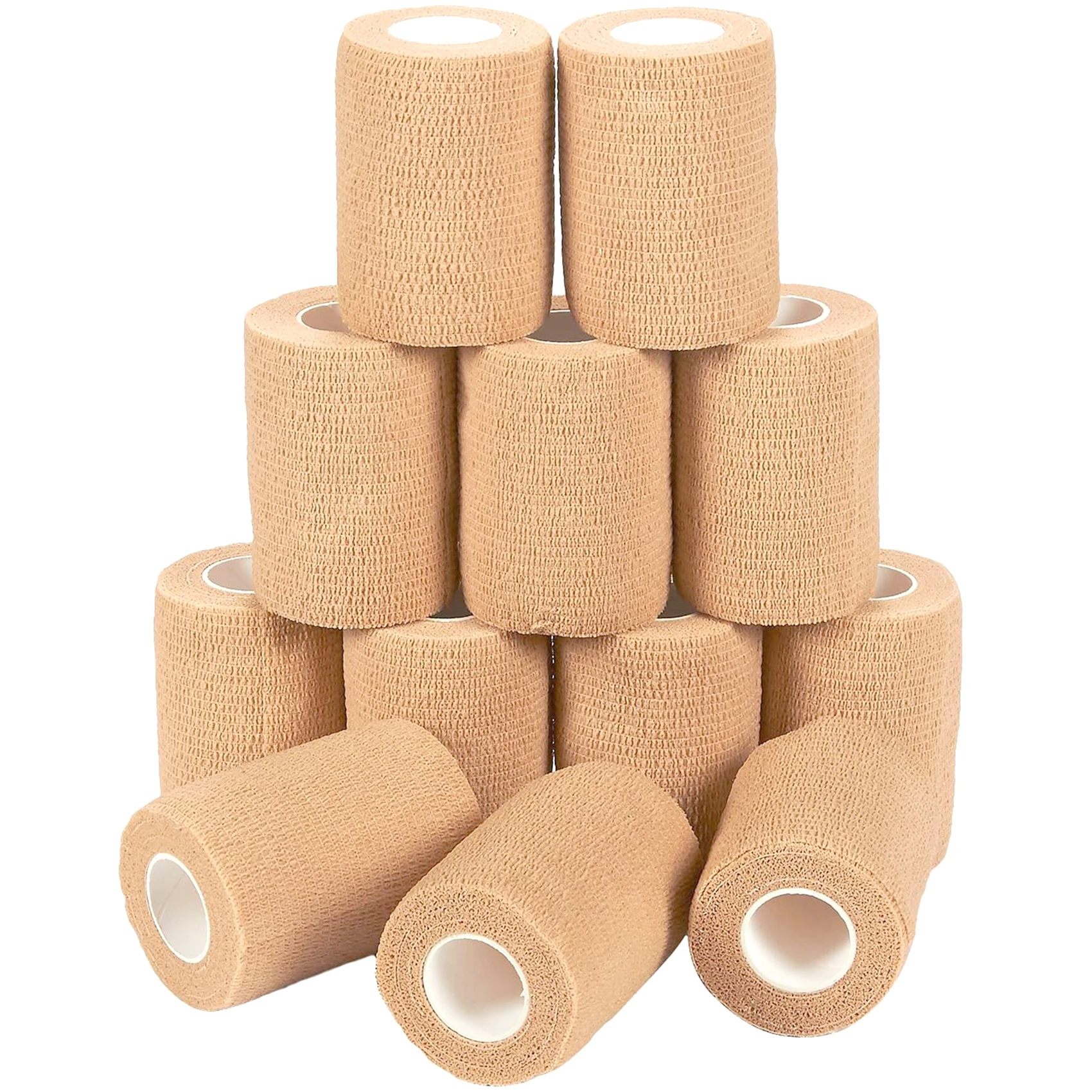 12 Rolls Self Adhesive Non Woven Bandage Wrap Breathable Self Adherent Wrap for Pets - Athletic Elastic Cohesive Bandage 3 Inch