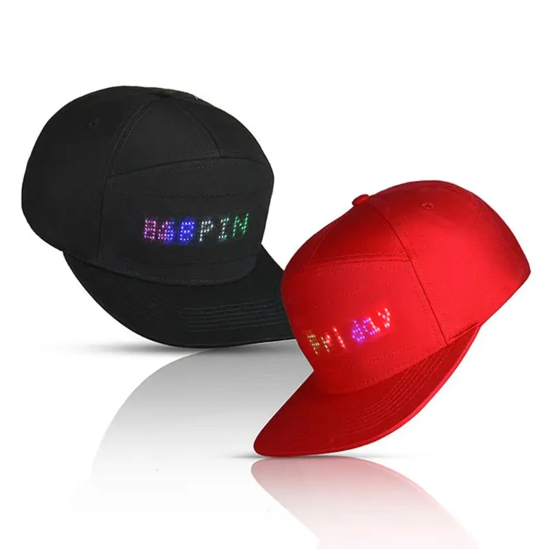 Men Women Bluetooth LED APP Controlled Baseball Hat Message Display Hip Hop Cap   Dropshipping