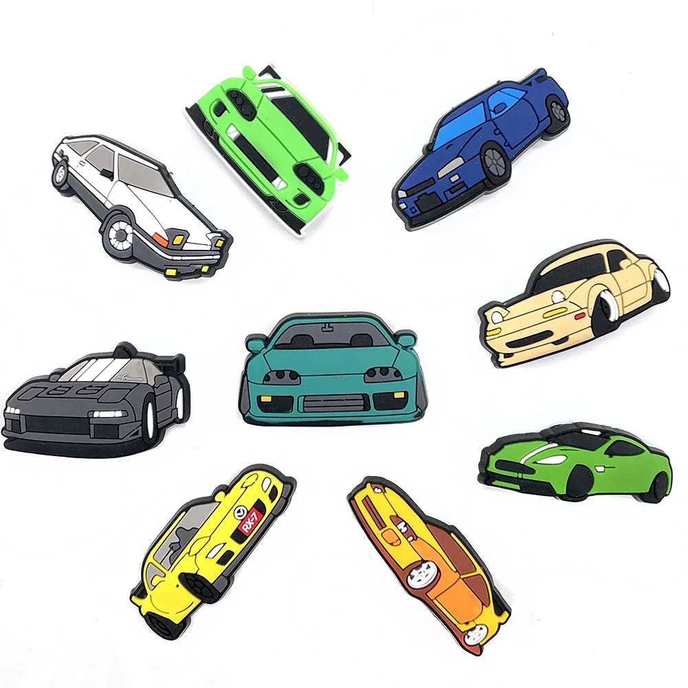 9kinds of JDM Cute cartoon car shoe charms  Accessories designer Shoe Decoration for Kid's Party