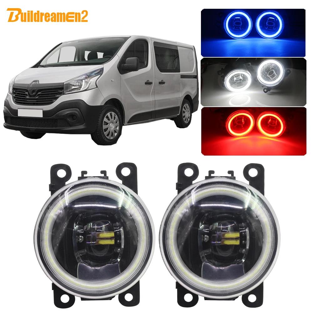 Buildreamen2 For Renault Trafic 2.5L L4 Diesel Turbocharged Car 4000LM LED Bulb Fog Light Angel Eye DRL 12V 2003 2004 2005 2006