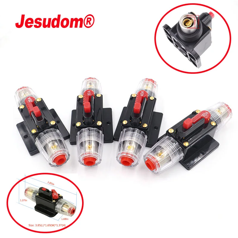 20A 30A 40A 50A 60A 80A 100A Circuit Breaker 12V 24V DC Car Truck Audio Resettable Fuse Circuit Breaker