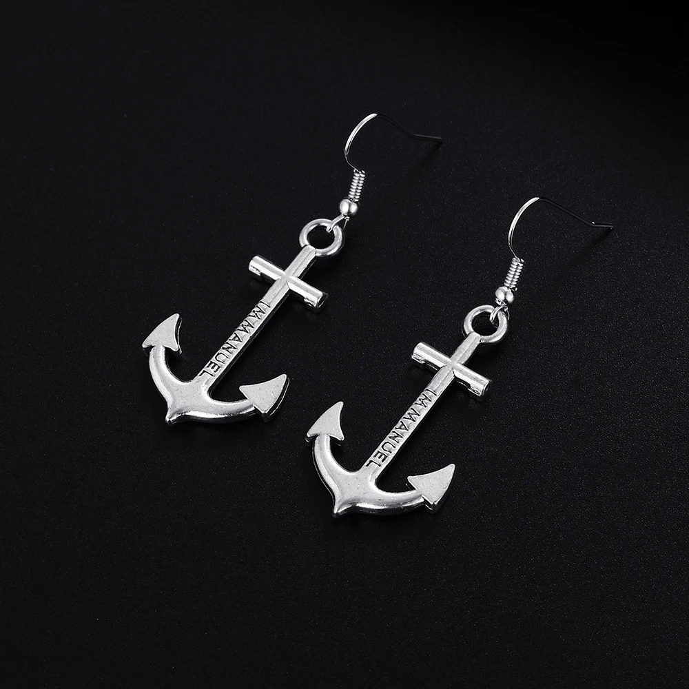 Trendy Vintage Anchor Shape Dangle Earrings for Women Girl Retro Drop Earrings Cute Small Object Earring Jewelry Bijoux