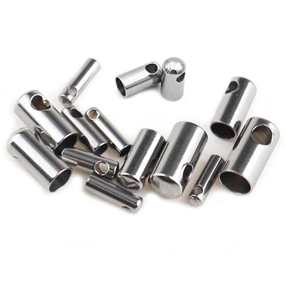 20 Stück Edelstahl-Endkappen, Crimpverschlüsse, Verbindungsstücke, passend für 0,6, 0,9, 1,2, 1,8, 2,4, 3,2 mm Sake-Ketten, Halsketten, Schmuckzubehör – Detail 3
