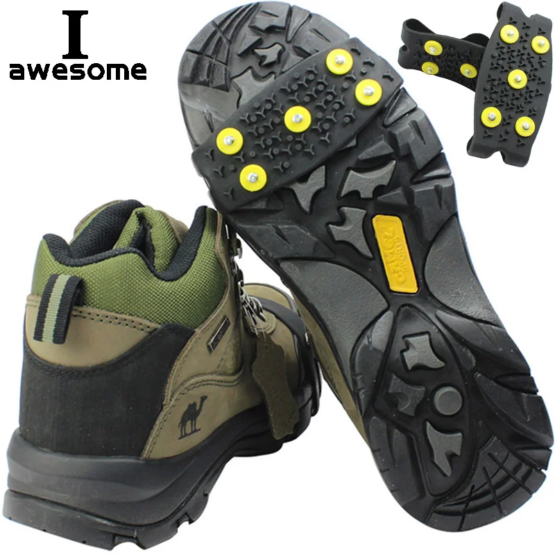 5-Stud Anti-skid Shoe Spikes Snow ice gripper Hiking Climbing Anti Slip Spikes Grips Crampon Cleats Ice Claw Shoes Cove Drifts