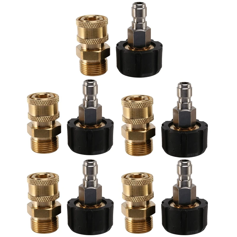 

5X Pressure Washer Adapter Set M22 to 1/4 Inch Quick Connect Kit, M22 14mm to 1/4 Inch Quick Connect Kit