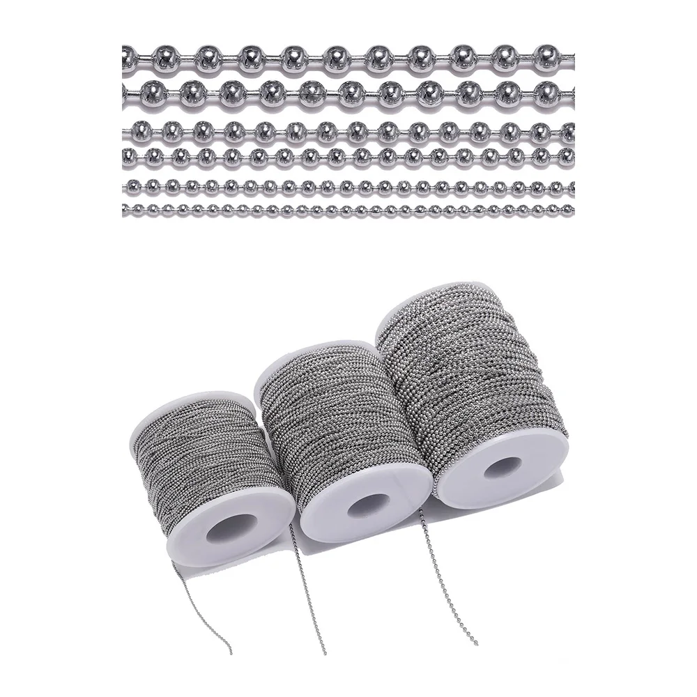 

5 Meters/Lot 1.2-4.0mm Beaded Ball Stainless Steel Bulk Ball Bead Chains For DIY Necklaces Jewelry Making Accessories Wholesale