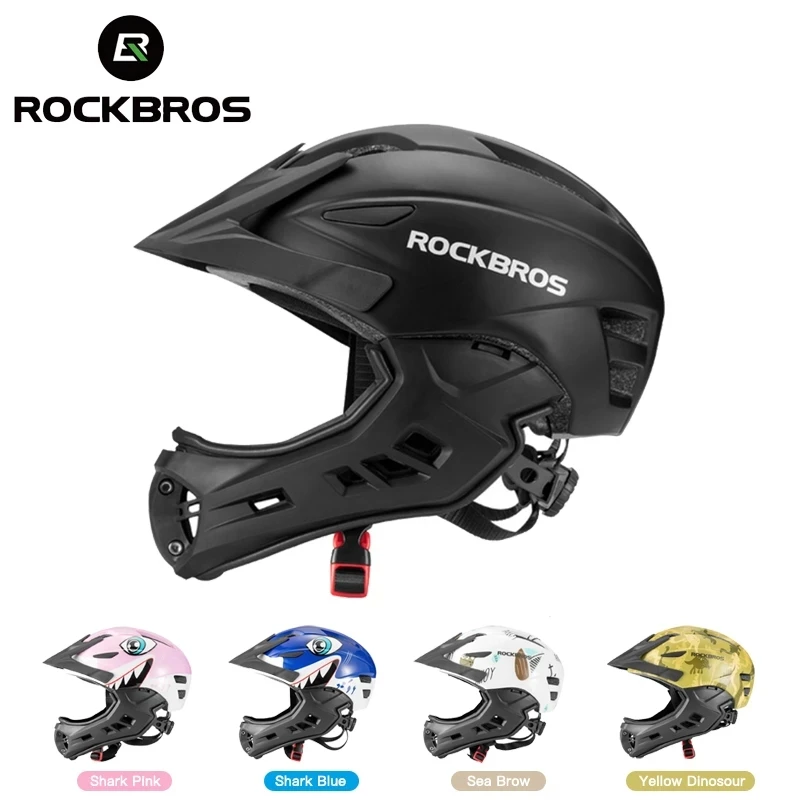 ROCKBROS Kids Cycling Helmet Bike Helmet Full Face Protection Detachable Sports Safety Cap Children Roller Skating Scooter Helme