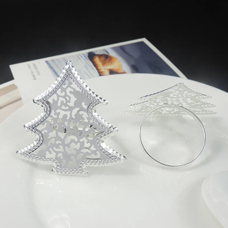 

IMUWEN 10PCS Napkin Holder Brief Table Napkin Ring Metal Chirstmas Tree Party Gatherings Supplies Banquet Dinner Decoration