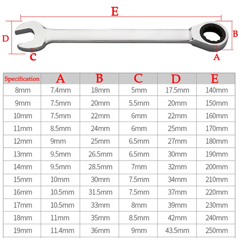 Key Ratchet Wrench Set 72 Tooth Set Hand Tool Socket Head Wrench Set Universal Torque Wrench Tool Car Repair Tools 8-19MM