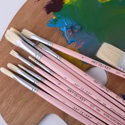 ArtSecret High Grade 10/Set 2217 Paint Brushes Hog Bristle Hair Wooden Handle Artistic Art Tool For Acrylic&Oil Drawing