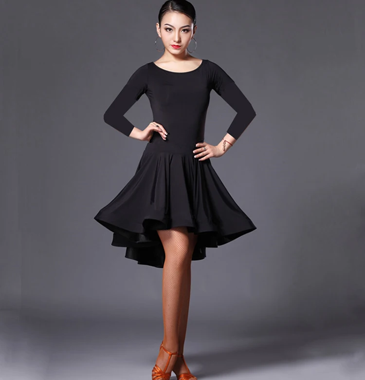 Sexy Long Short-Sleeve Latin Dance One-Piece Dress for Women Ballroom Tango Cha Cha Dance Skirt Latin Dance Competition Dress