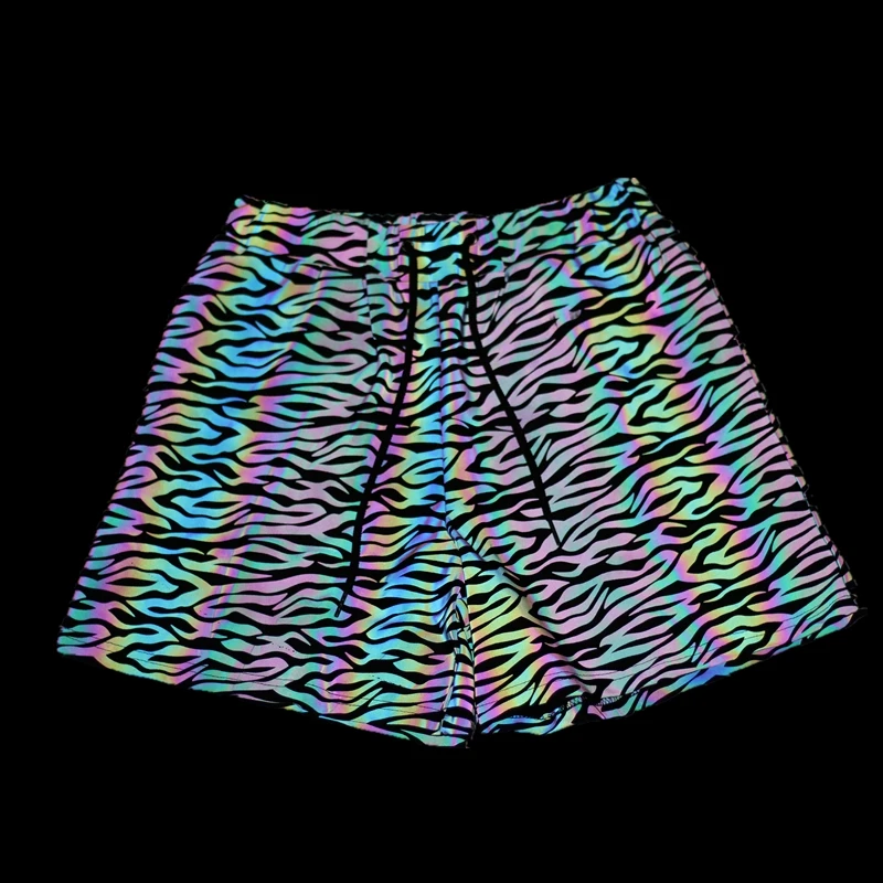 Summer Tracksuit Sets Colorful Reflective Tank Top Elasticity Breathable Sportswear Vests Light Reflection Jogging Men Shorts