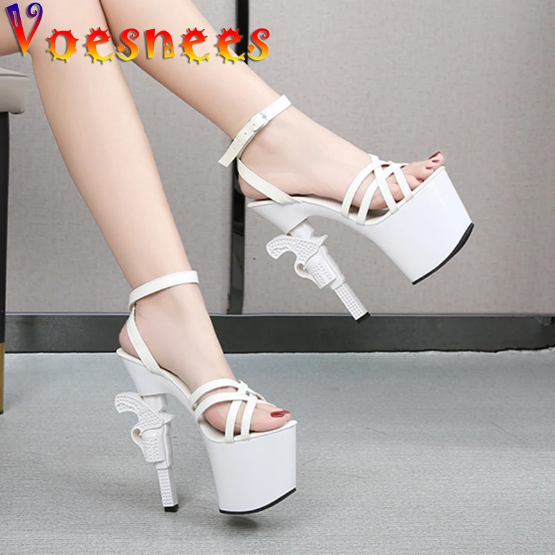 Voeseees Brand Ladise Summer New Sandals Strange Style Gun Heel Women\'s shoes High Heels Sexy Platform Striper pole Dance Shoes