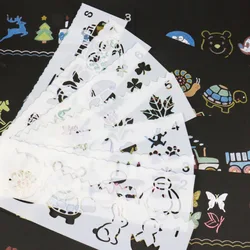 8pcs/set Cute Flower Animal Rabbit Turtle Stencils for Painting Scrapbooking Diy Plastic Rulers Kids Gift Educational Supplies