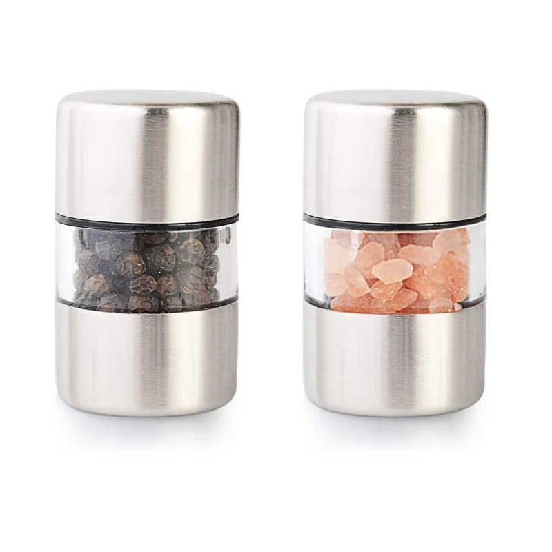 Manual Salt Pepper Grinder Stainless Steel Portable Mini Mill Grinder For Herb Pepper Spice Rose Salt Kitchen Grinding Gadgets