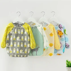 Comfortable Cotton Bandana Baby Apron Windproof Infant 1-7years Eating Children Drawing Long Sleeve Apron Baby Self Feeding Bibs