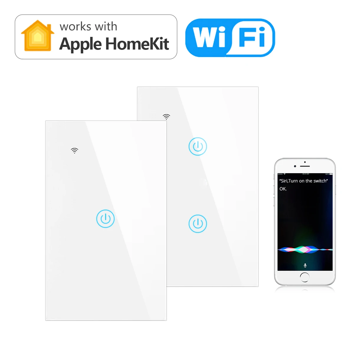 

Homekit Siri App Control Smart WiFi light Switch 100V-240V US Smart Home House Wall Touch Sensor Switch Work With Apple Home kit