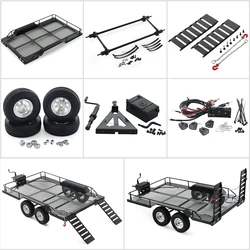 Metalowe podwójnej osi skali przyczepy zestaw dla 1/10 gąsienica RC ciężarówka osiowe SCX10 TRX4 TRX6 Redcat GEN8 RGT 86100 SMT Tamiya CC01