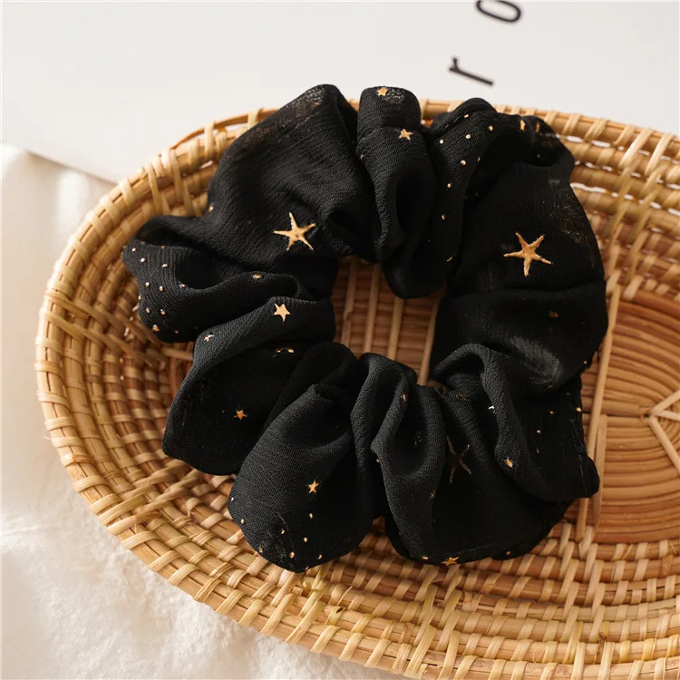 New fashion Organza Women star candy Chiffon Hair Scrunchies  Ponytail Holder Hair Ties Ropes Elastic Hair Bands Headwear