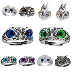 Retro Owl Rings Men Women Popular Simple Design Animal Fairy Tales Ring Silver Color Wedding Banquet Ring Jewelry Gift Resizable