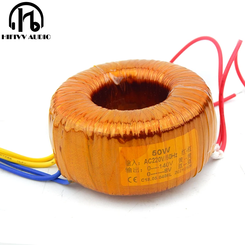 50W Circular Core Power Transformer Of Pure Copper Enamelled Wires For HiFi Audio Amplifier Power Supply 140~0V 8~0V